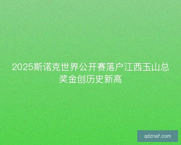 2025斯诺克世界公开赛落户江西玉山总奖金创历史新高