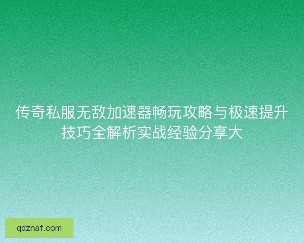传奇私服无敌加速器畅玩攻略与极速提升技巧全解析实战经验分享大